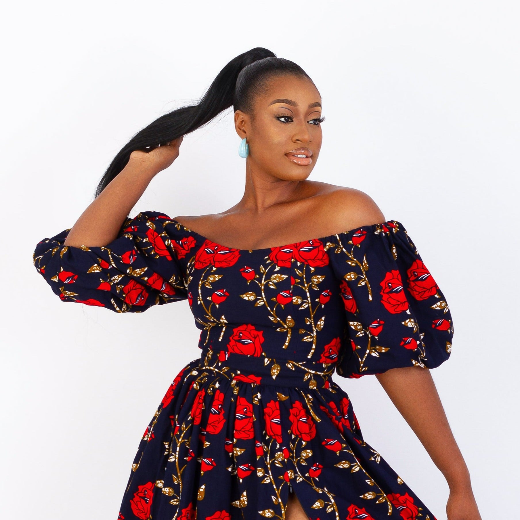 Ankara off shoulder discount gown and top