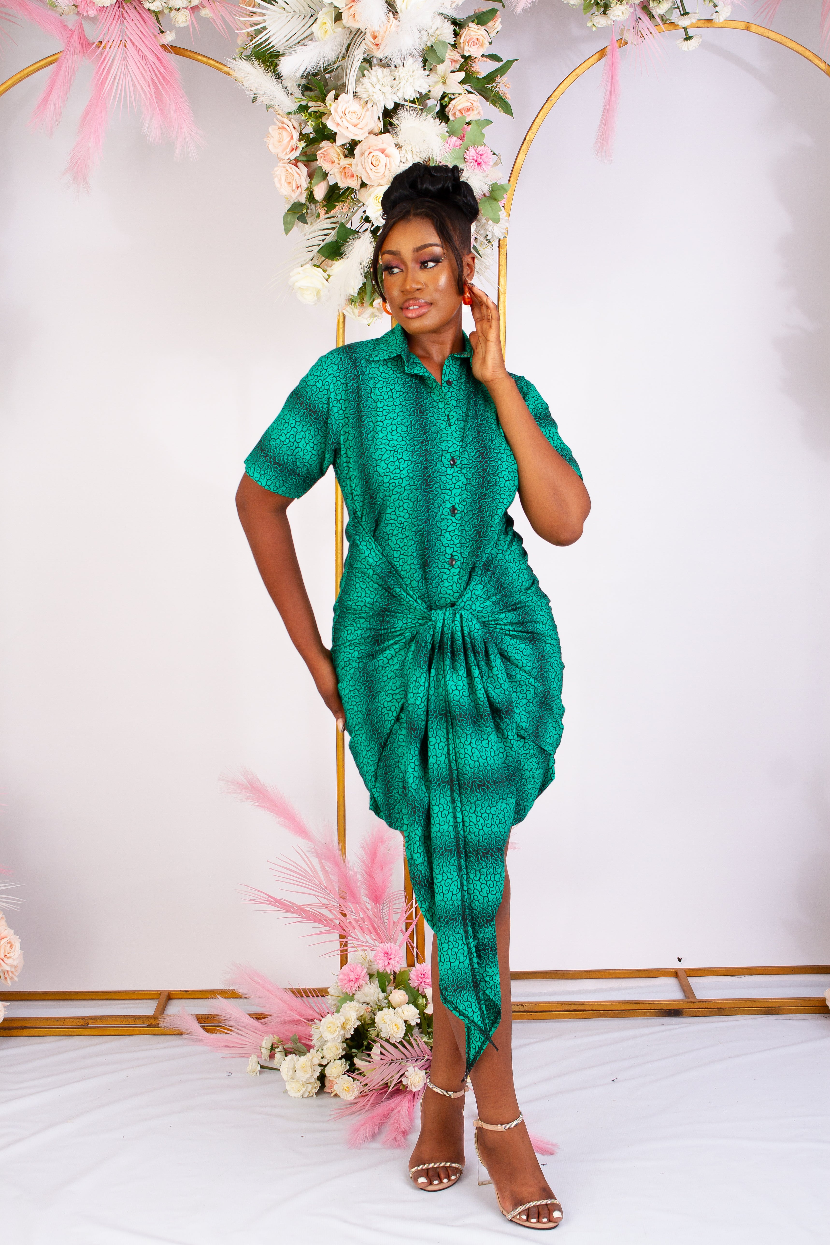 Green african print dresses best sale