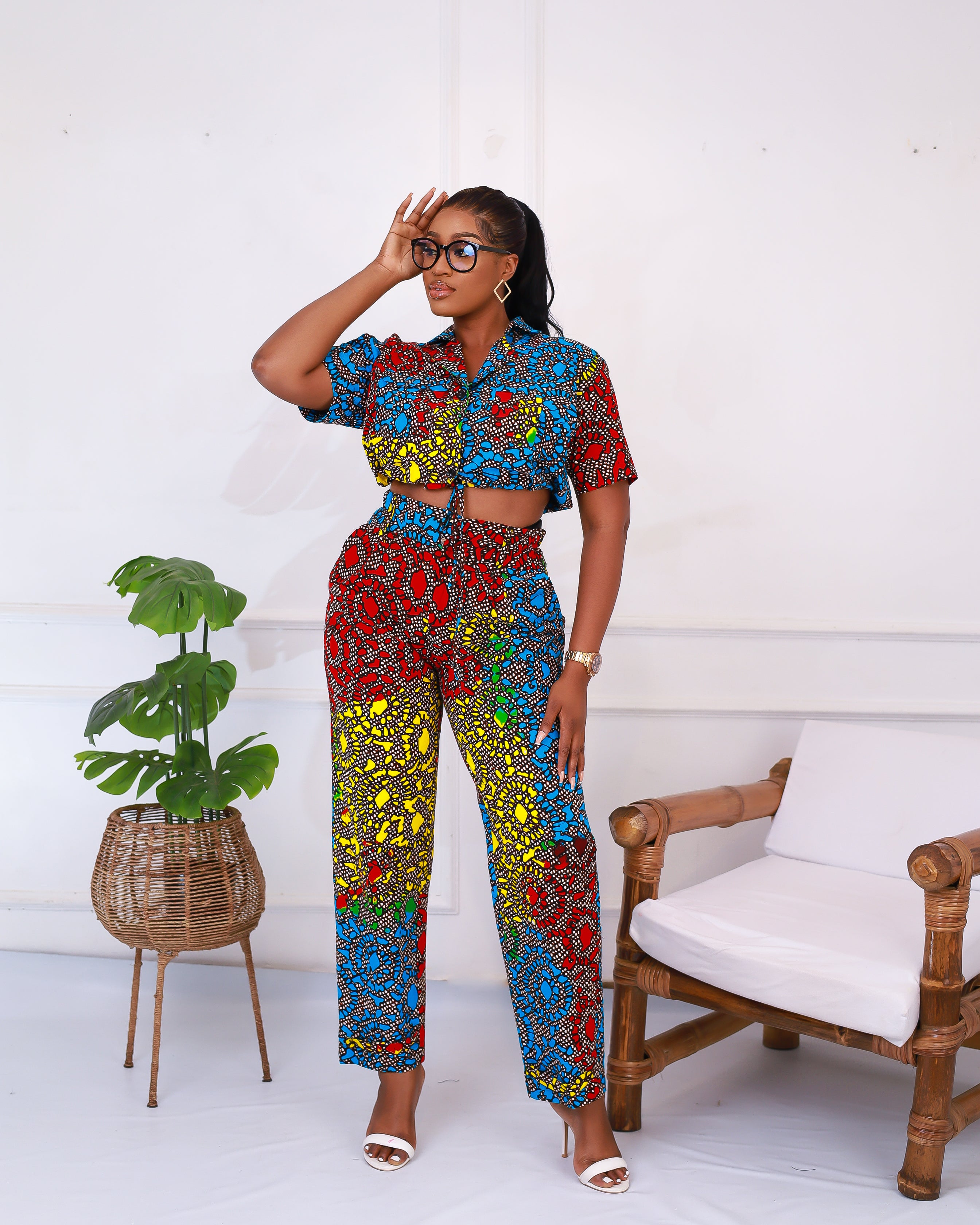 African print crop deals top and pants