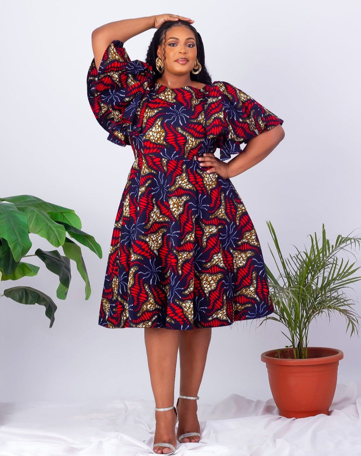 African Print Flare Midi Dress Bunmi