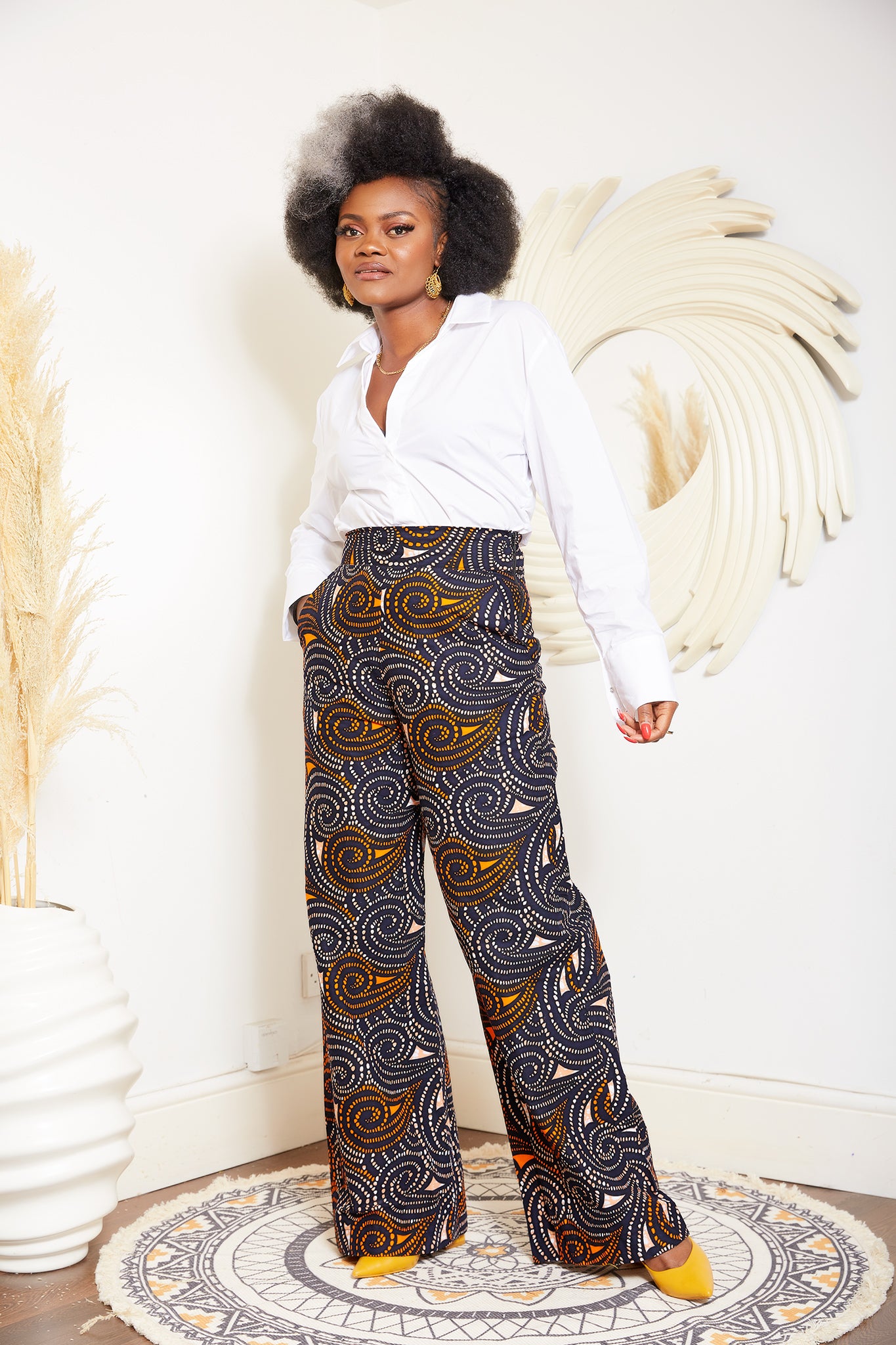 High waist Ankara Print Palazzo Pants | African Clothing | CUMO London –  CUMO LONDON