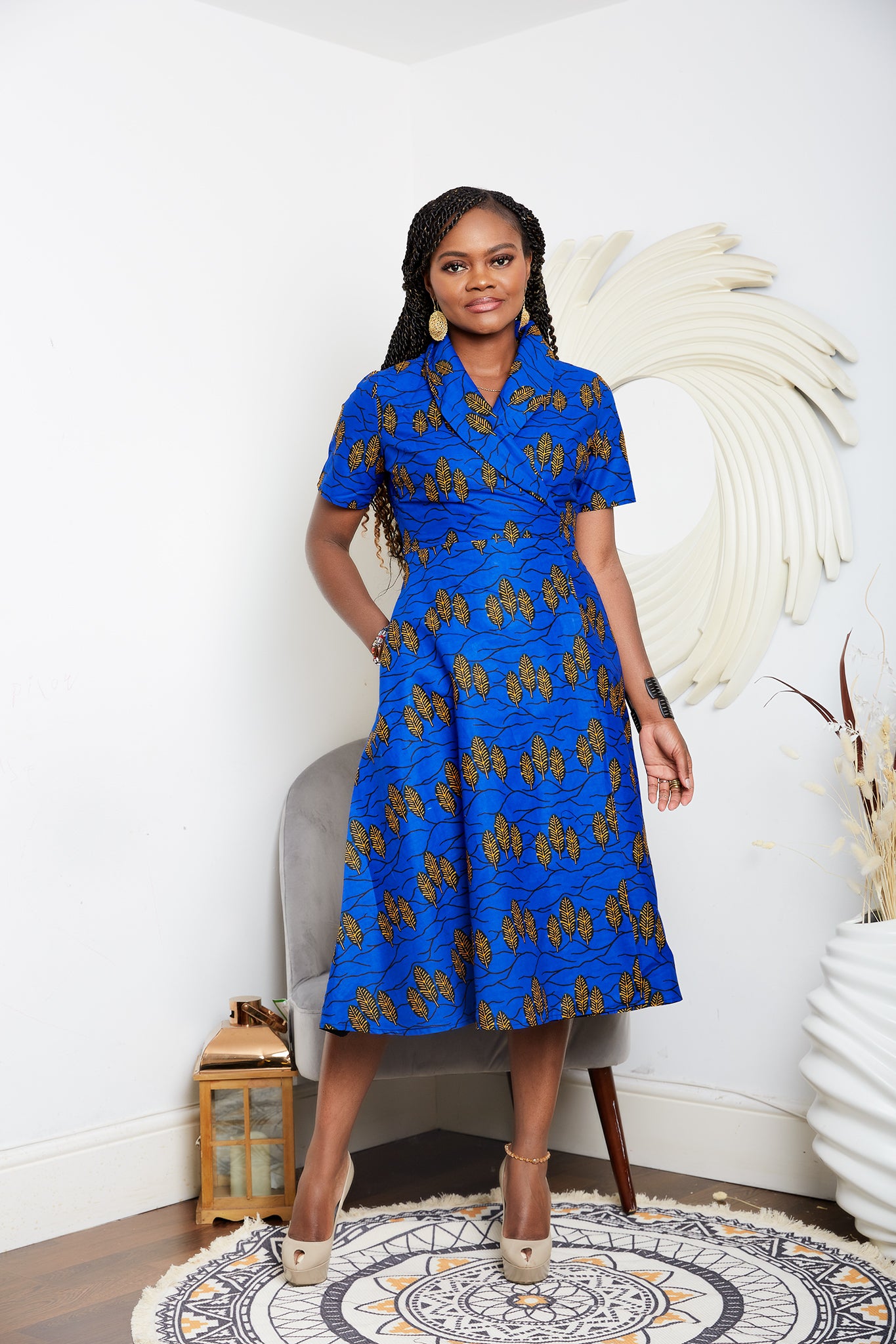 BACK IN STOCK African Print Wrap Midi Dress Abiba M