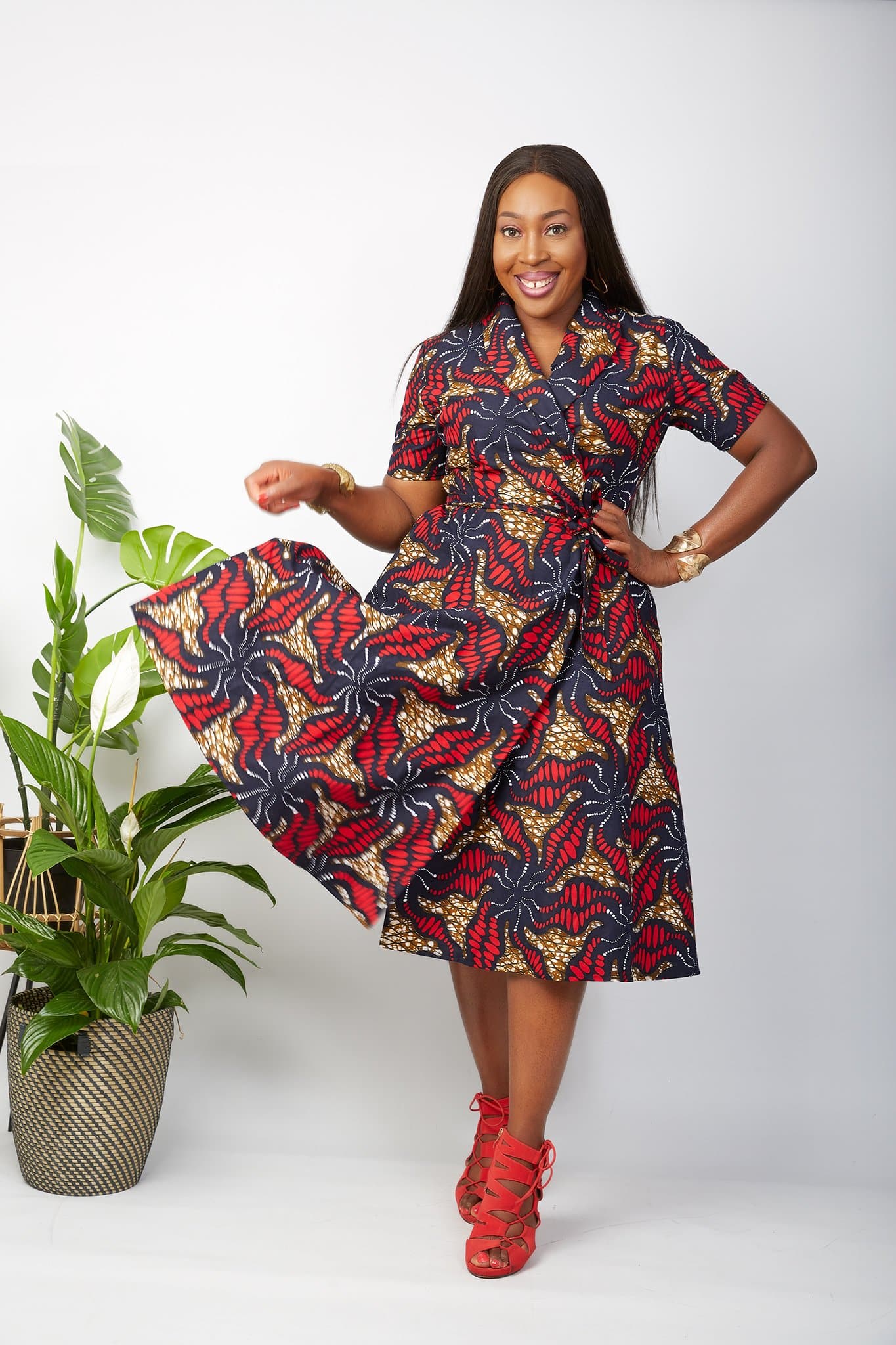 Maroon african print store dress