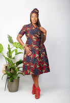 African print midi wrap dress with matching headwrap - Shop CUMO London African summer dresses | African dress styles | African clothing | african outfit | kitenge dresses | Africa Dresses for Women | Ankara Styles for ladies | African dresses for work | Danshiki Dress|Ghana African dress | Kente Dress | African dress | African print Dress | African Clothing Online  Shop | Short African dress | Mini African dress UK | African  dress UK 