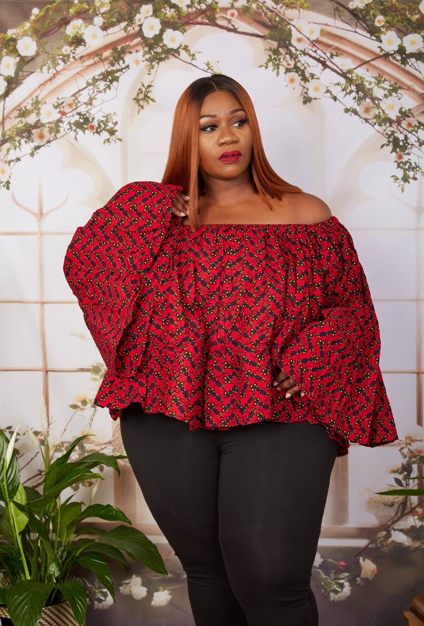 Nnedi Off Shoulder African Print Top Blouse Plus Size S