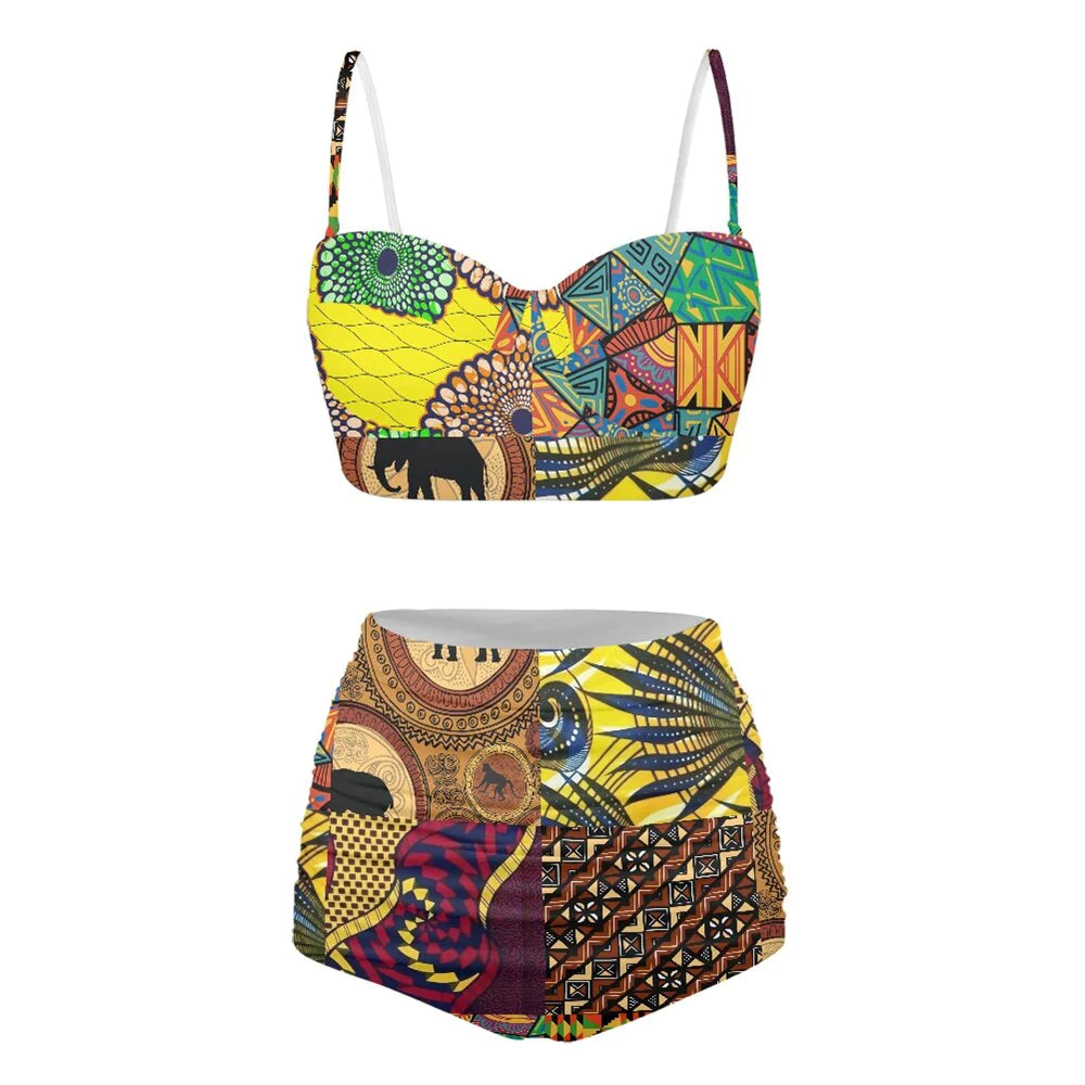 African Print 2pc Swimwear Ankara Print Bikini Set Tribal