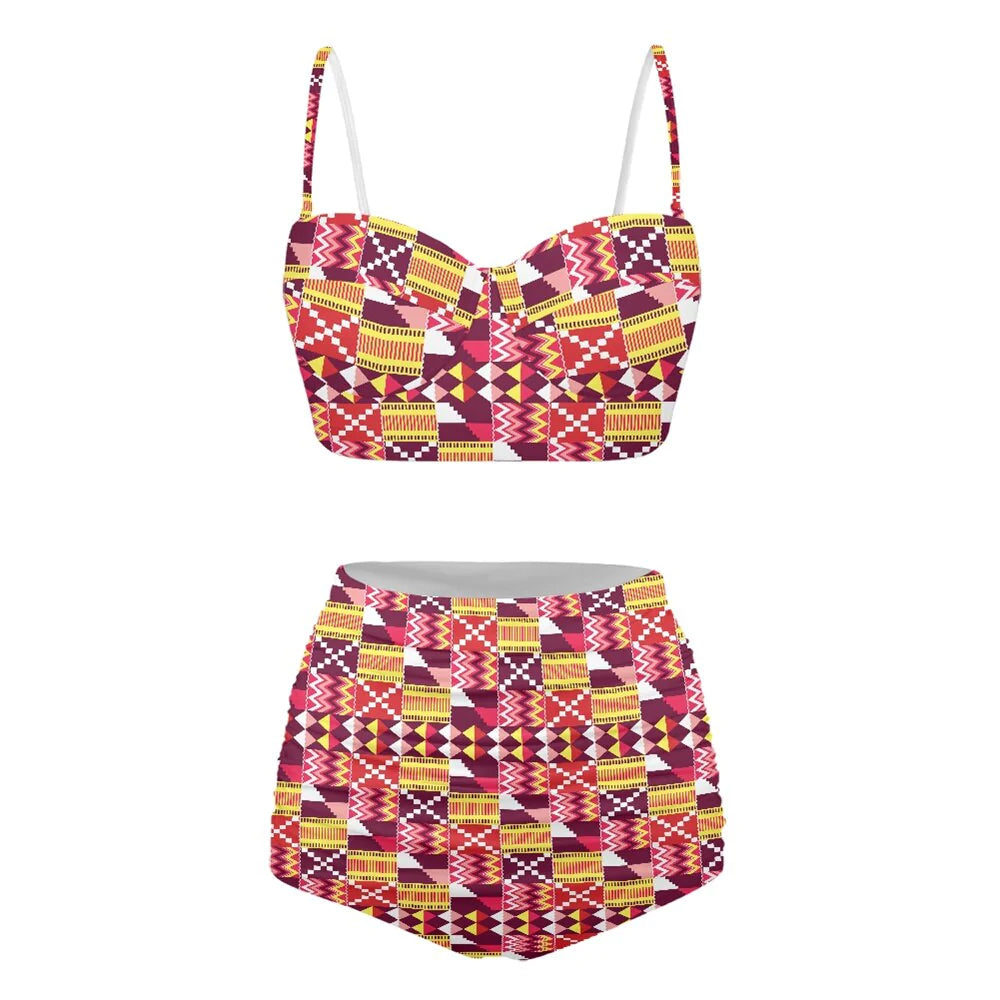 African Print 2pc Swimwear Ankara Print Bikini Set Tribal