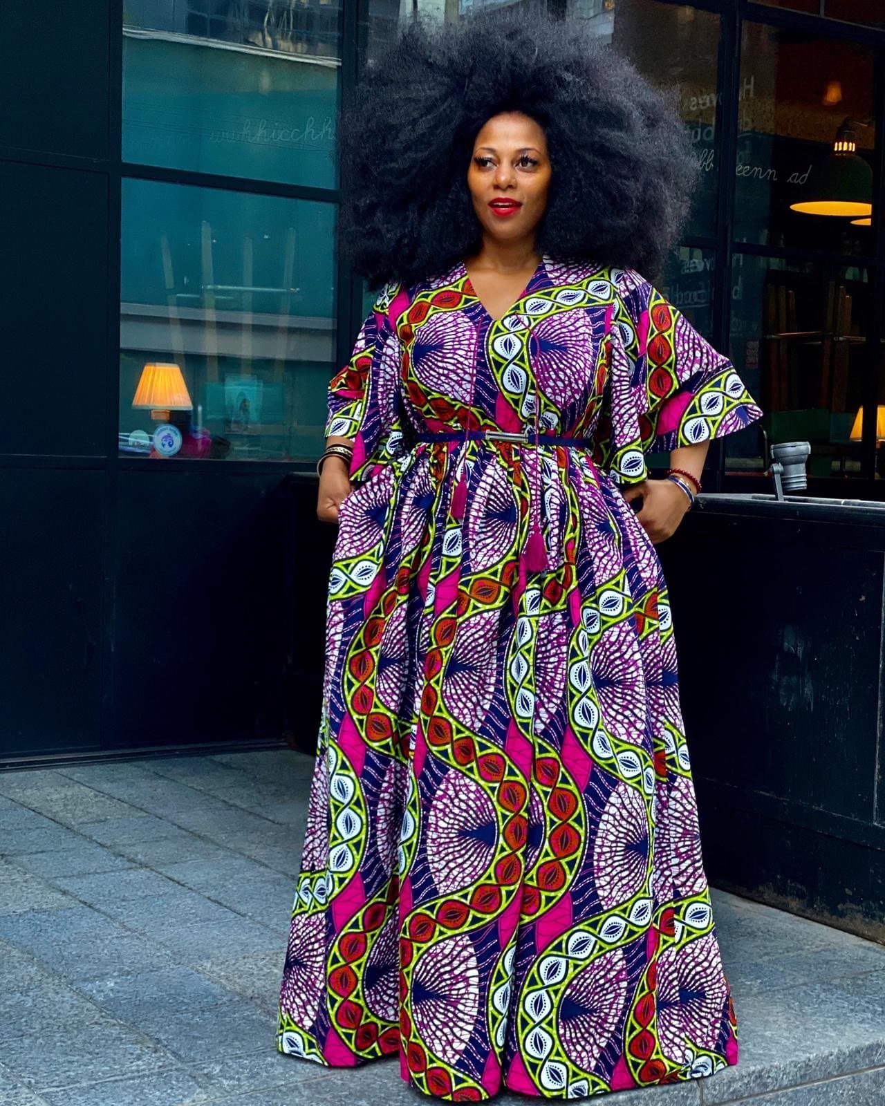 New Women's African Dresses Print Sheath V-neck Bodycon Long Sleeves Plus  Size | eBay